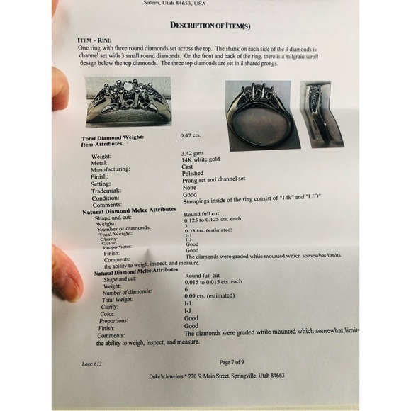 REAL Diamonds and 14 Karat White Gold Ring - Picture 12 of 15